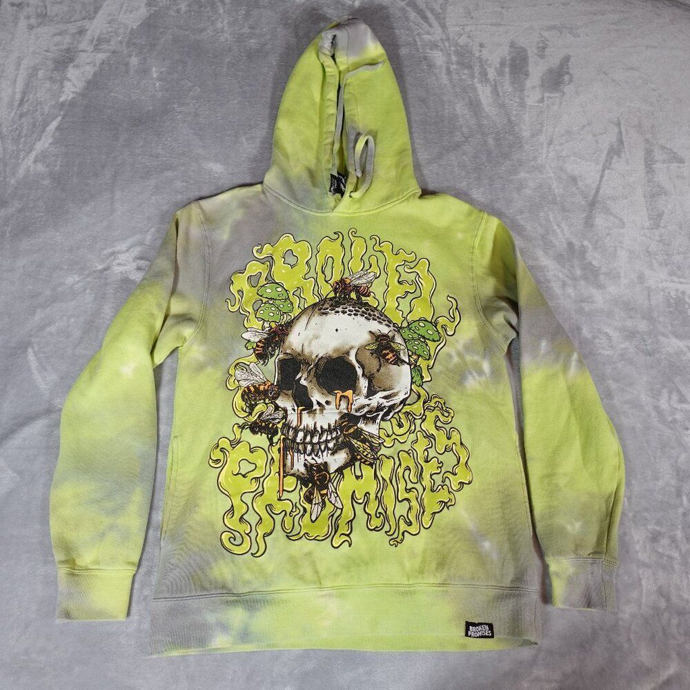 Broken Promises How Could You Bee So Heartless Skull Hoodie Mens S Art Green